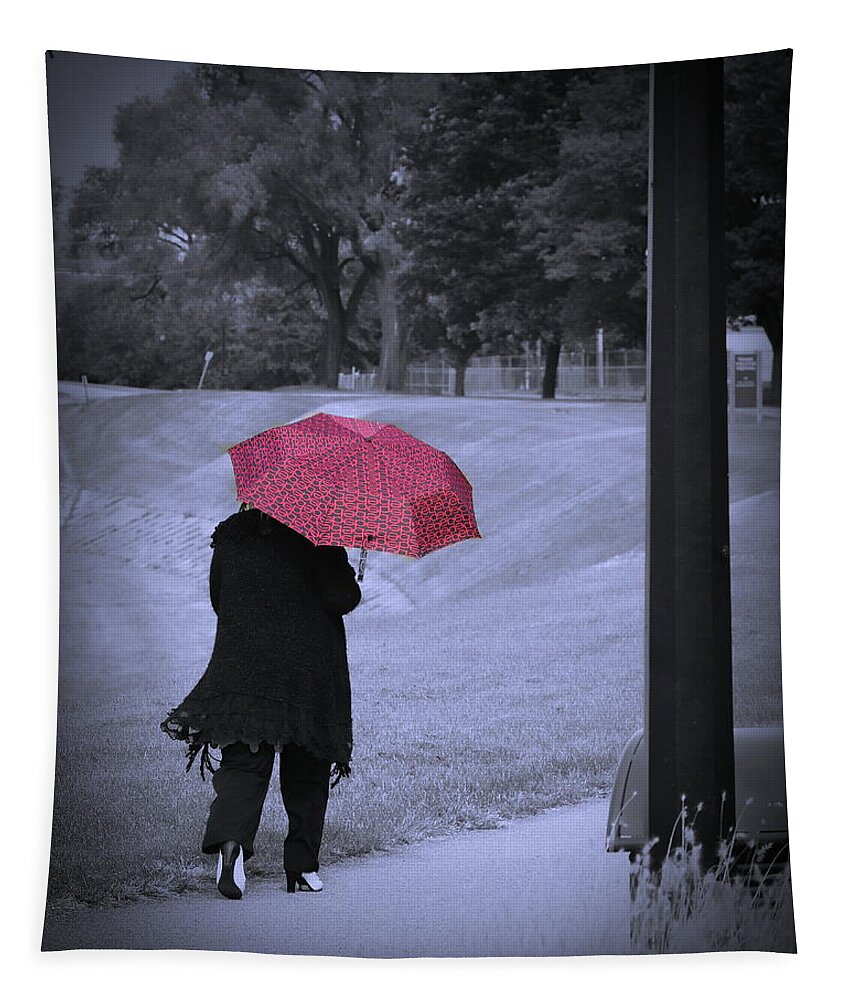  Tapestry featuring the photograph Red Umbrella by Jack Wilson