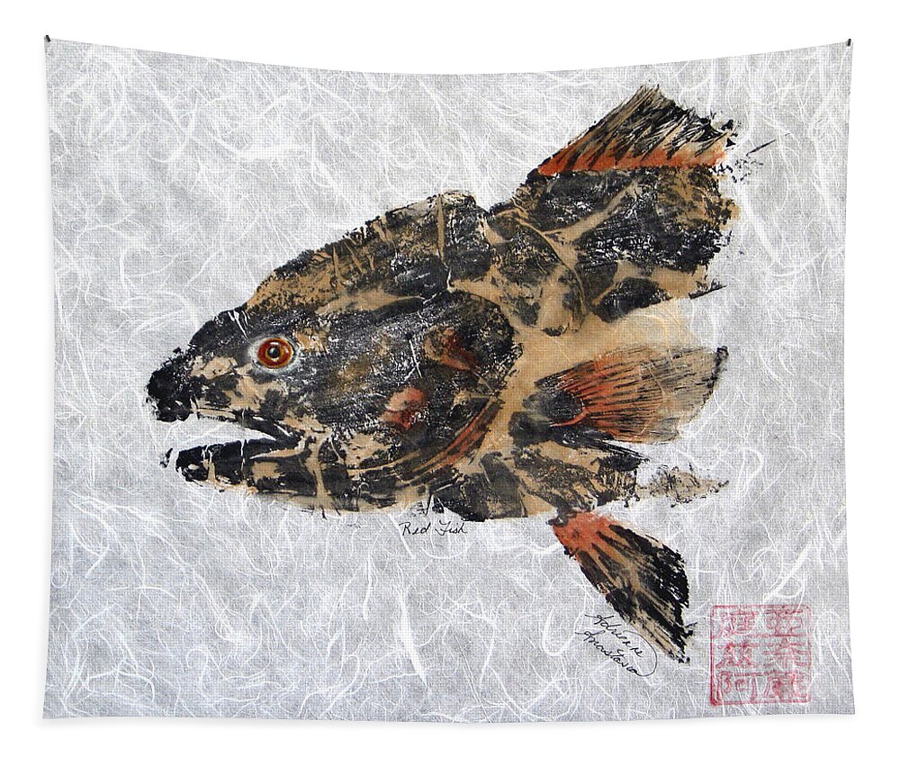 Redfish Tapestry featuring the painting Redfish Head with no Border by Adrienne Dye