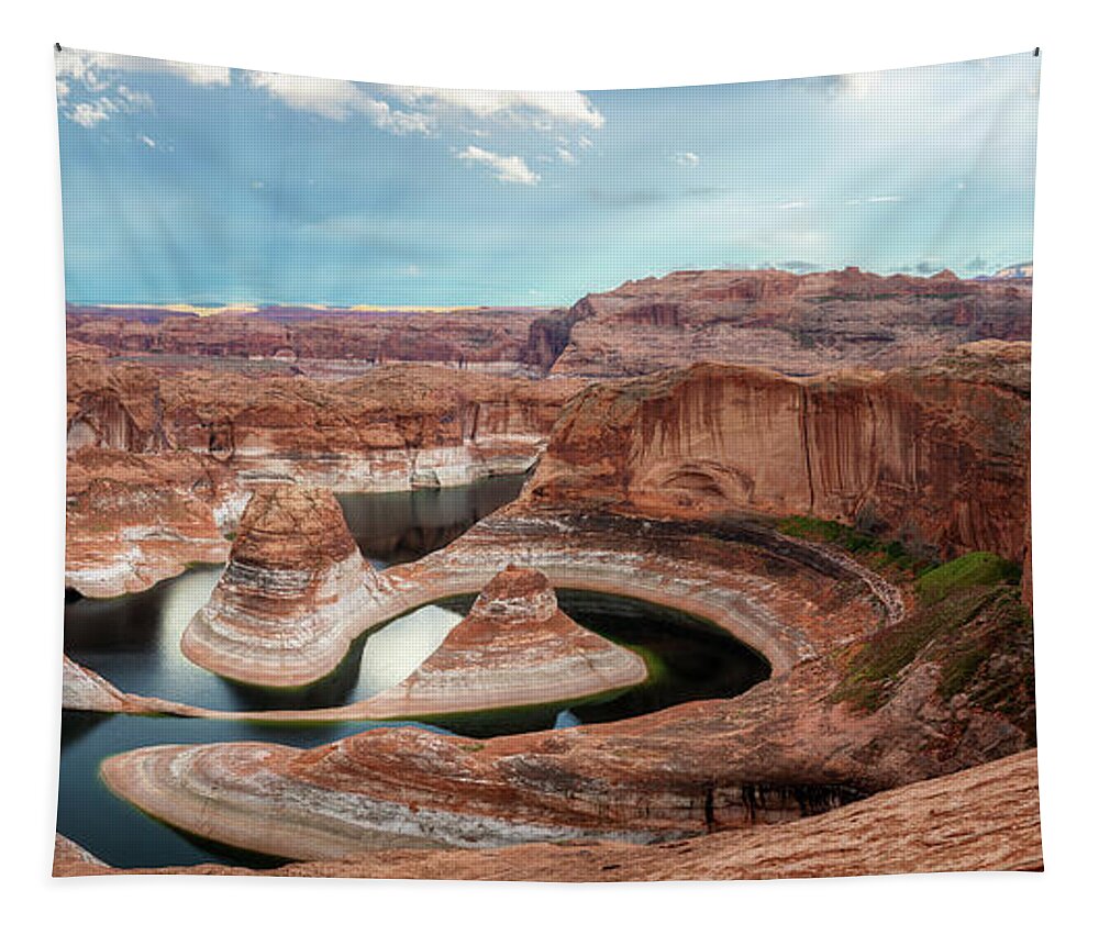 Adventure Tapestry featuring the photograph Reflection Canyon Panorama 2 by Alex Mironyuk