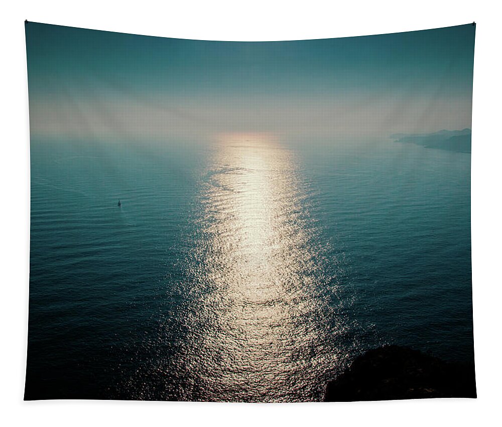 Sunset Tapestry featuring the photograph Reflections along the coast of Alanya by Sun Travels