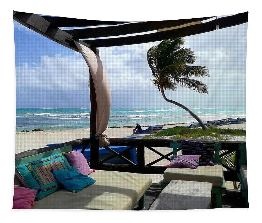 Tulum Print Tapestry featuring the photograph Relaxing in Tulum, Mexico by Monique Wegmueller