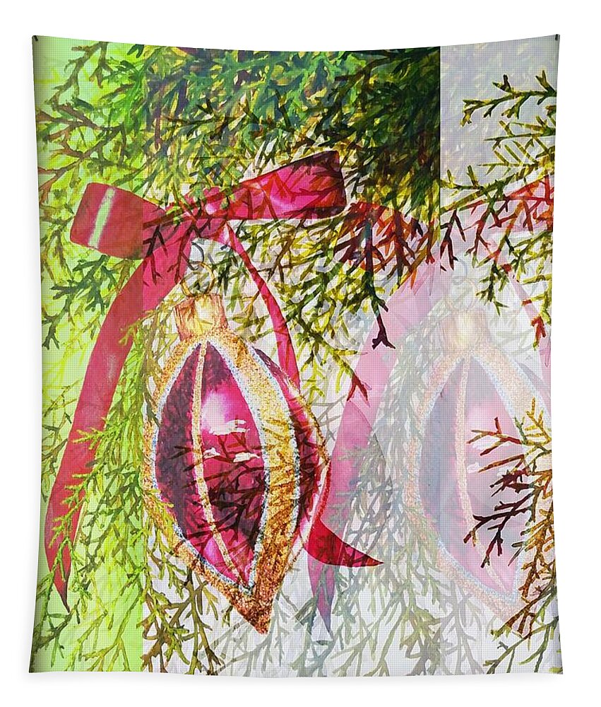 Contemporary Art Tapestry featuring the painting Remixed shiny Reflections by Lisa Debaets