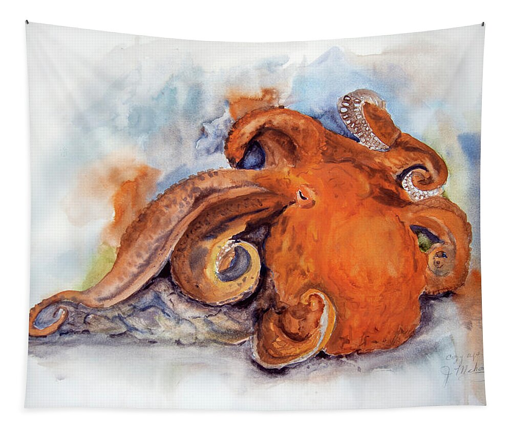 Octopus Tapestry featuring the painting Resting Place by Jeanette Mahoney