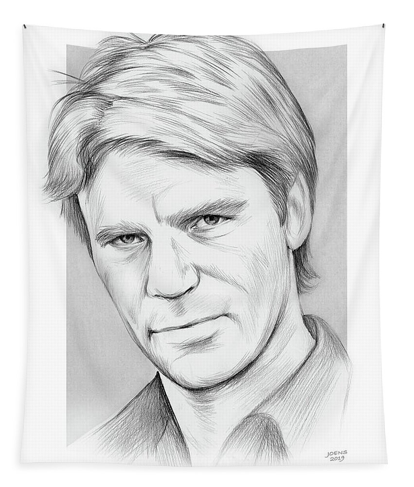 Richard Dean Anderson Tapestry featuring the drawing Richard Dean Anderson by Greg Joens