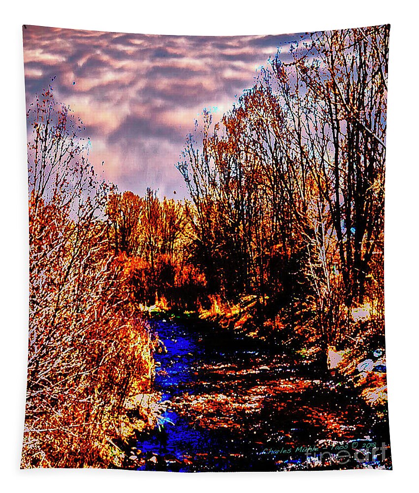 Santa Tapestry featuring the digital art Rio Taos Bosque V by Charles Muhle