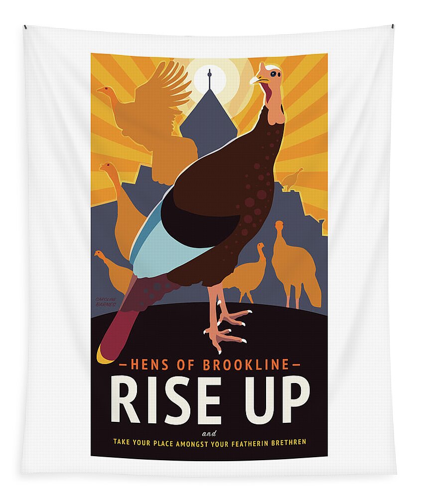 Brookline Turkeys Tapestry featuring the digital art Rise Up by Caroline Barnes