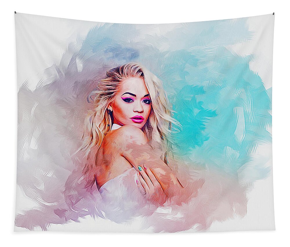 Rita Tapestry featuring the digital art Rita Ora by Ian Mitchell
