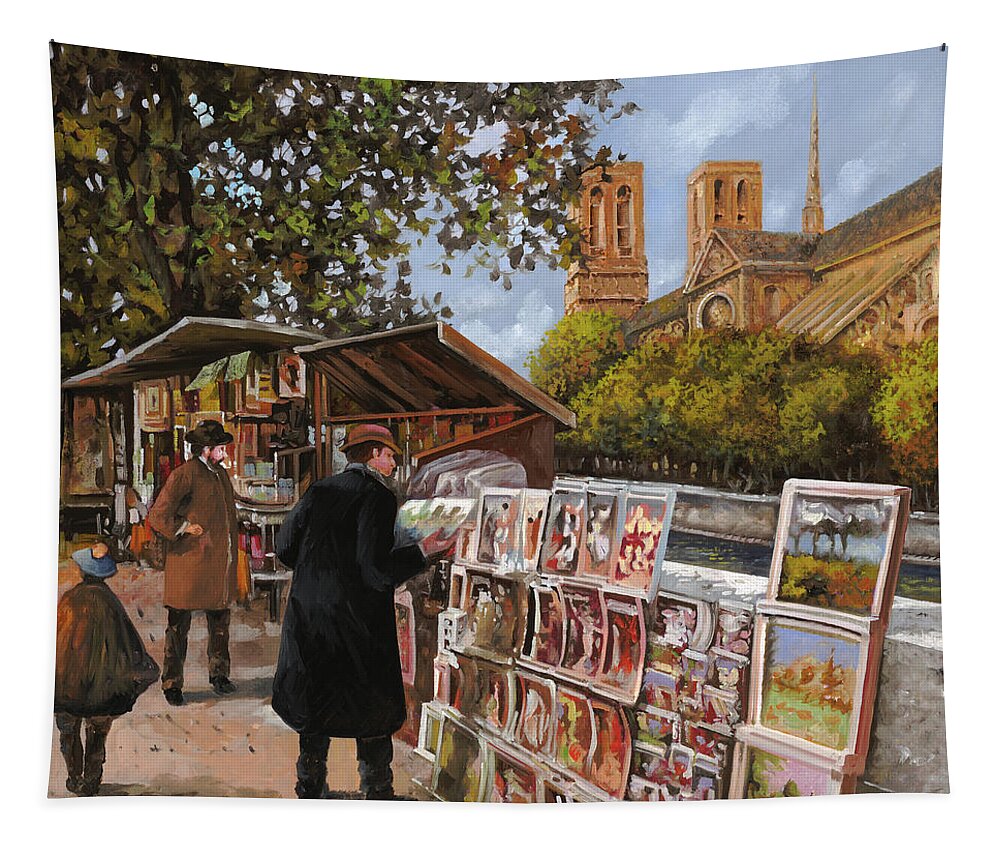 Paris Tapestry featuring the painting Rive gouche by Guido Borelli