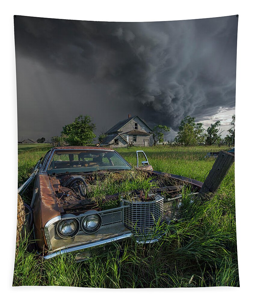 Thunderstorm Tapestry featuring the photograph Road's end by Aaron J Groen