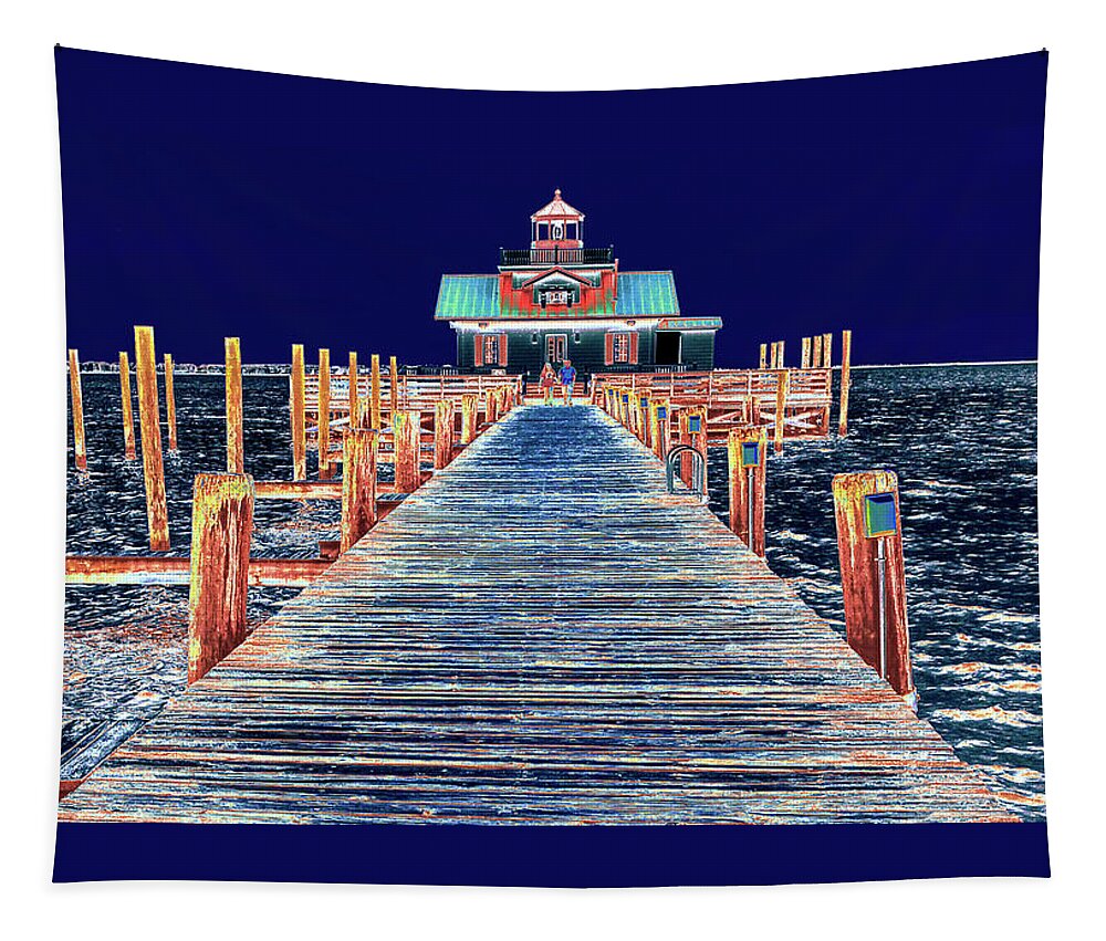 Landscape Tapestry featuring the photograph Roanoke Marshes Lighthouse by Bearj B Photo Art