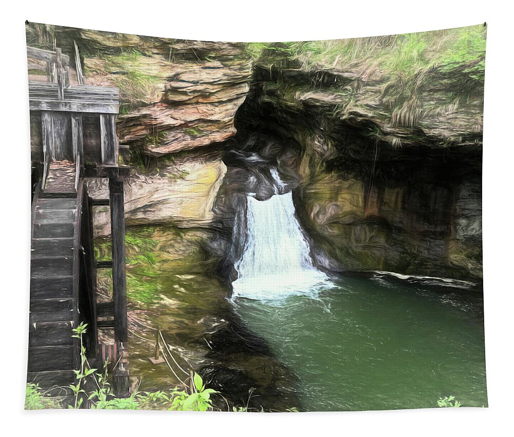 Waterwheel Tapestry featuring the photograph Rock Mill Waterwheel by Susan Hope Finley