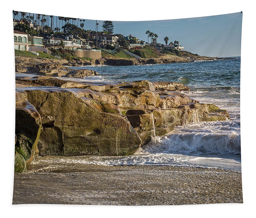 Beach Tapestry featuring the photograph Rocky Falls by Aaron Burrows
