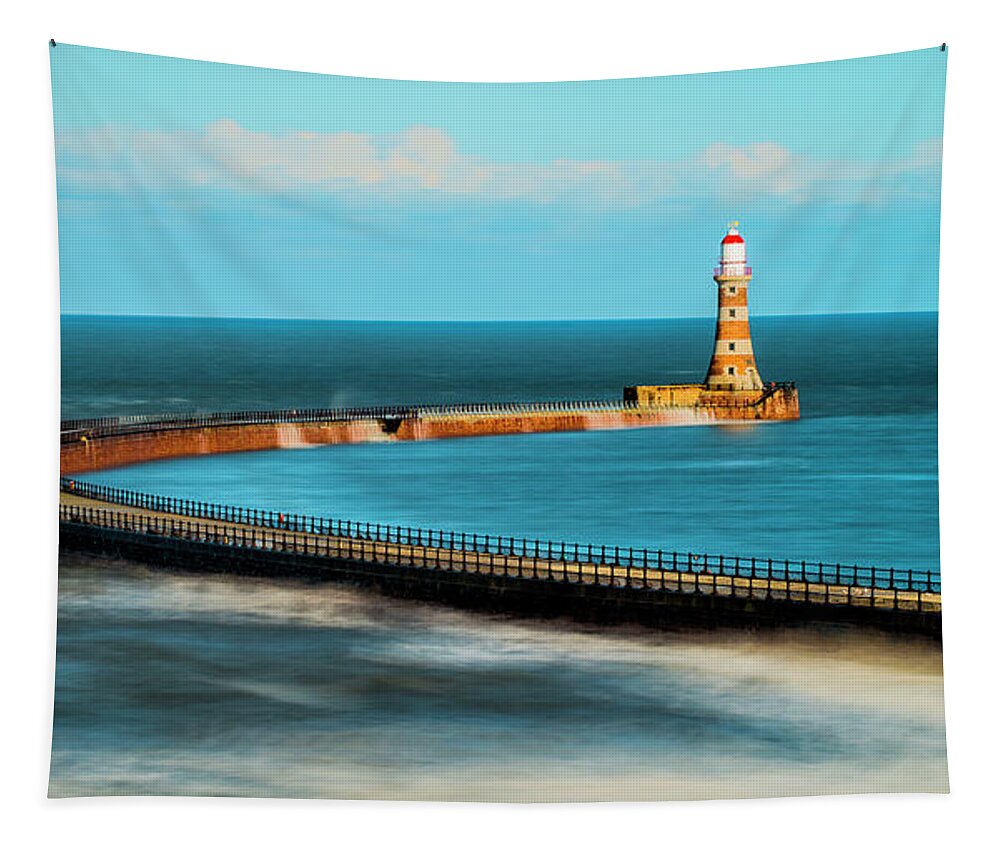 England Tapestry featuring the photograph Roker Pier by John Paul Cullen