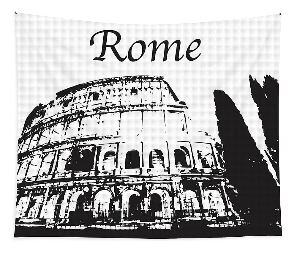 Rome Tapestry featuring the photograph Roman Coliseum silhouette by John McGraw