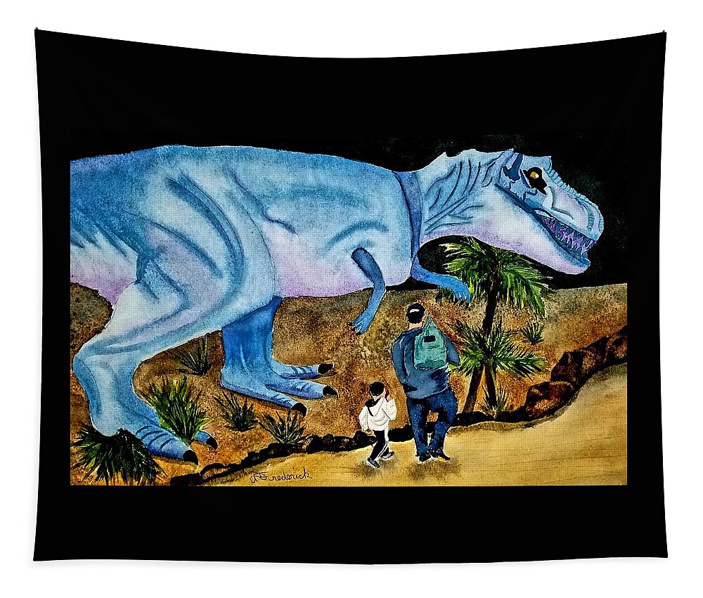 Dinosaur Tapestry featuring the painting Roman Dino by Ann Frederick