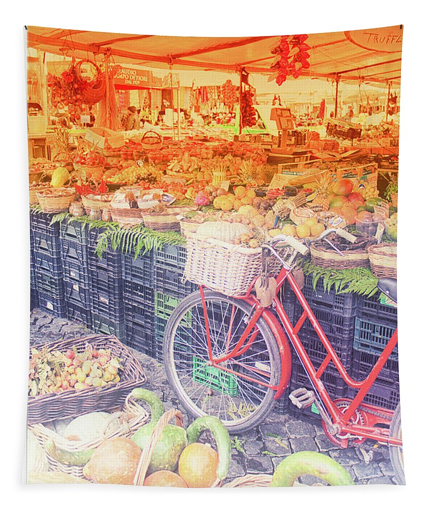 Red Bike Tapestry featuring the photograph Rome 4 by Becqi Sherman