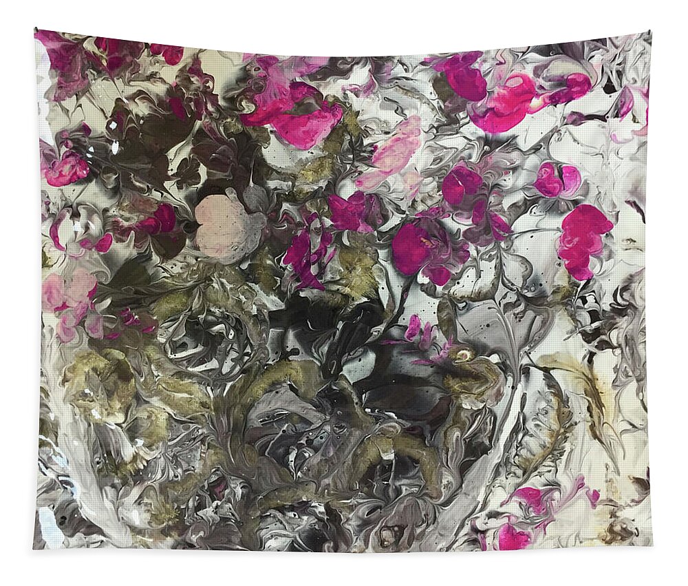 Rose Petals And Crystals Tapestry featuring the painting Rose Petals and Crystal by Marlene Book