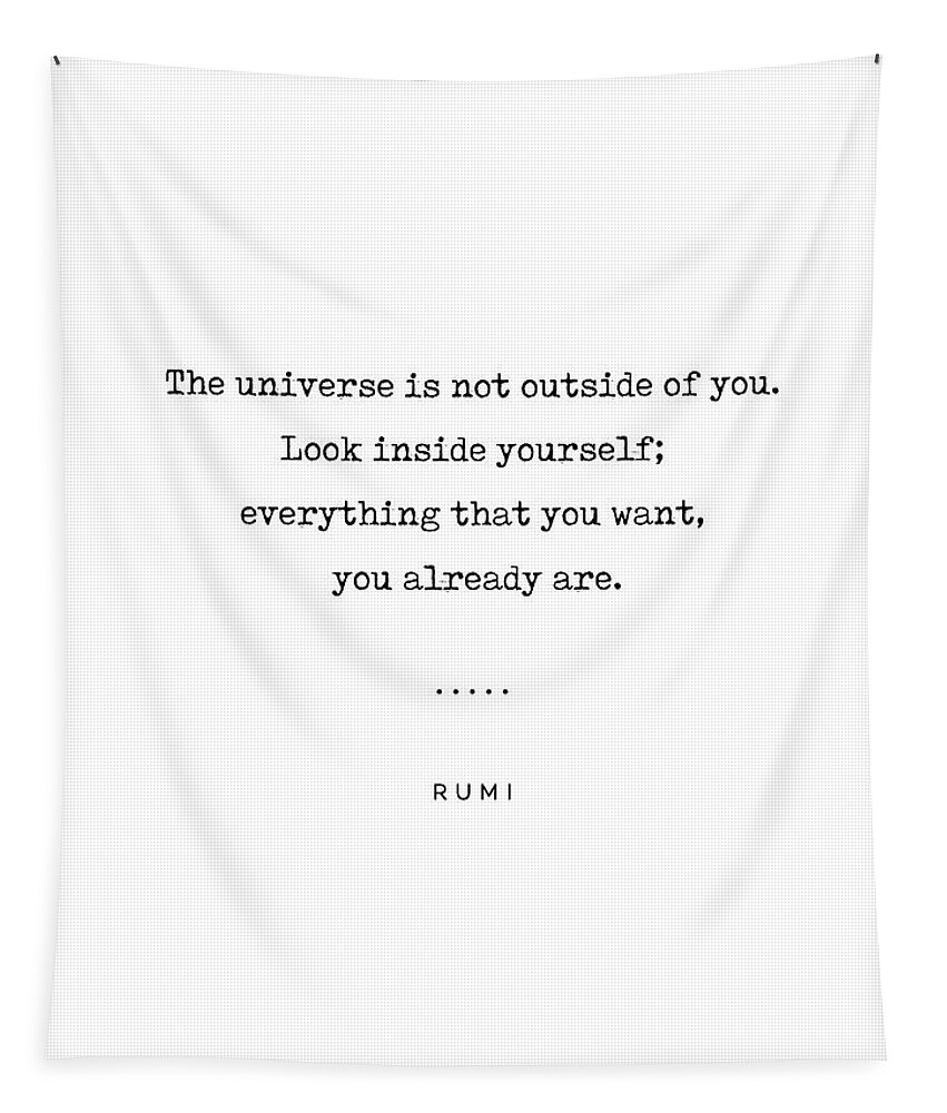 Rumi Quote Tapestry featuring the mixed media Rumi Quote 22 - Minimal, Sophisticated, Modern, Classy Typewriter Print - The universe is inside you by Studio Grafiikka