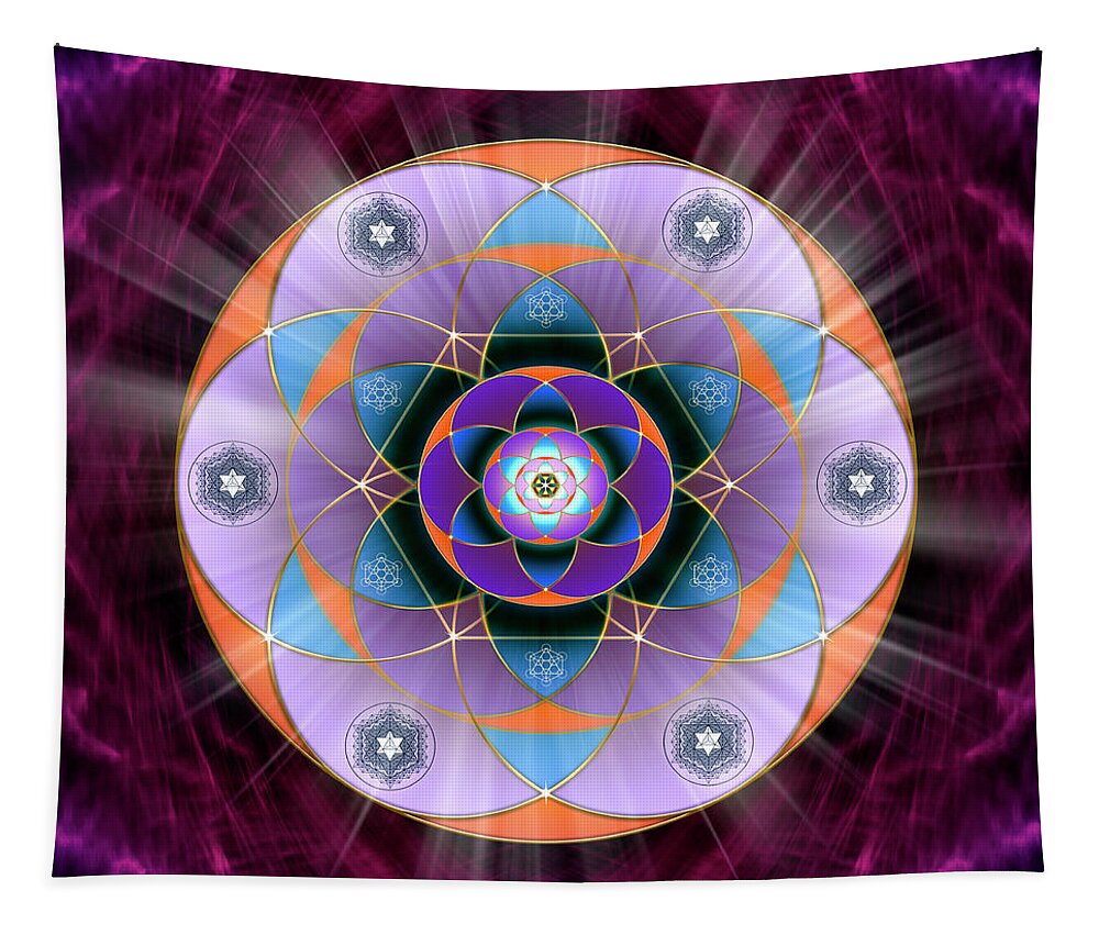 Endre Tapestry featuring the digital art Sacred Geometry 733 by Endre Balogh