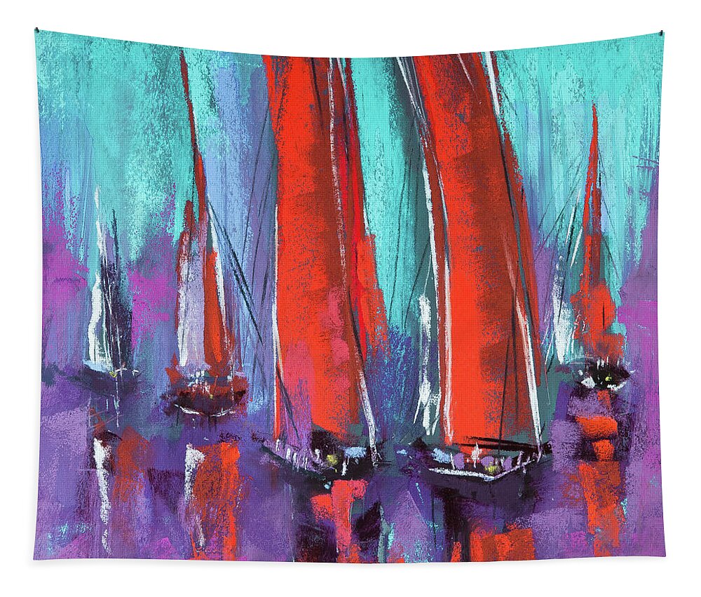 Sailing Tapestry featuring the pastel Sailing by David Patterson