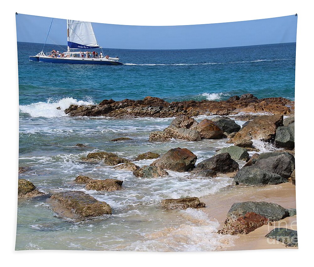 Sailing In St. Thomas Tapestry featuring the photograph Sailing In St. Thomas by Barbra Telfer