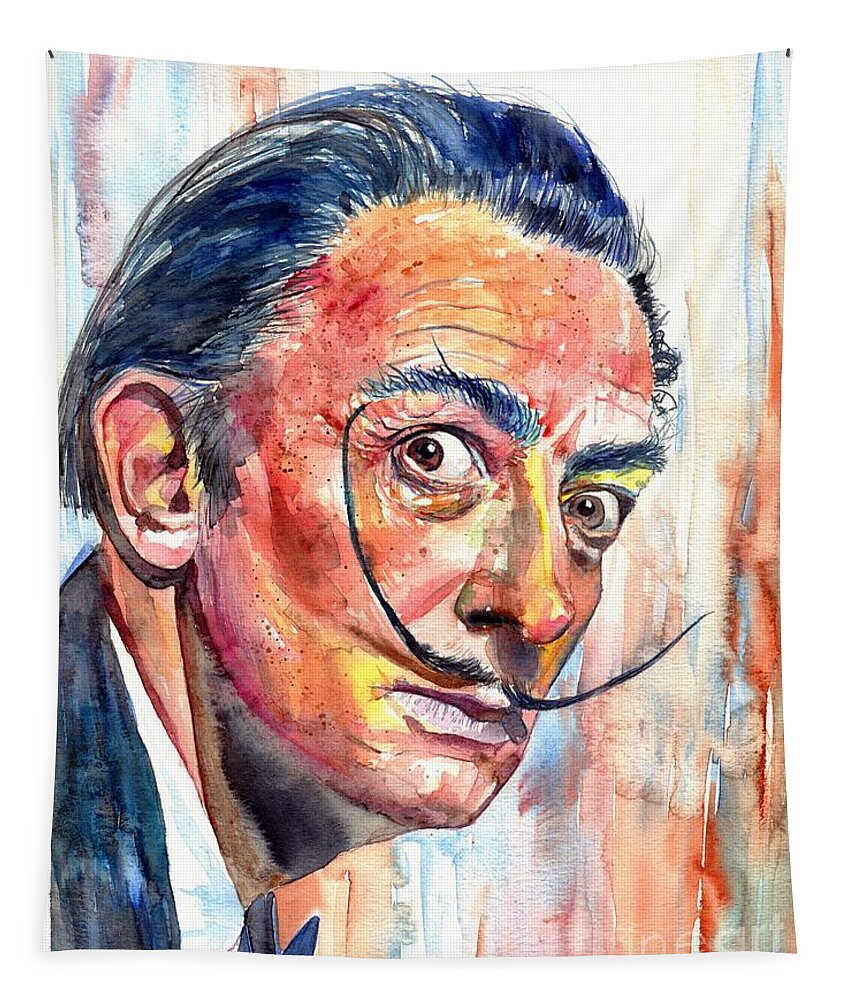 Salvador Tapestry featuring the painting Salvador Dali portrait by Suzann Sines