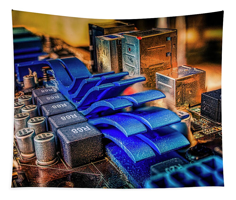 Electronics Tapestry featuring the photograph Sandstorm on the Motherboard by Micah Offman