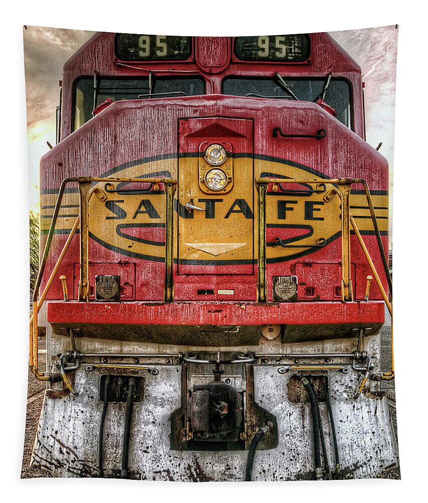 Santa Fe Tapestry featuring the photograph Santa Fe Train Engine by Eddie Yerkish
