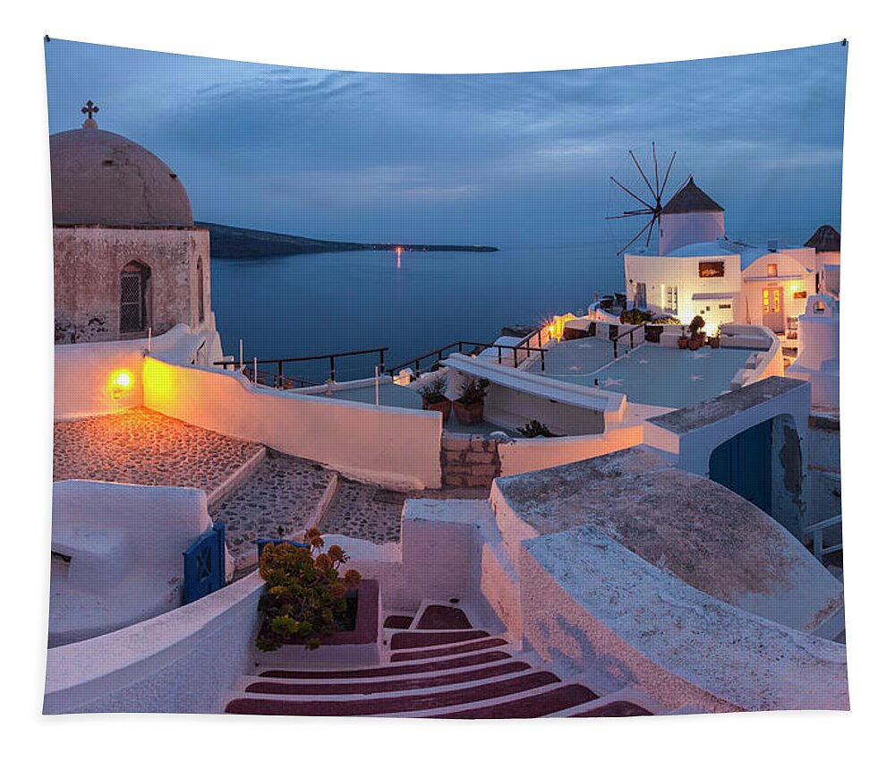 Greece Tapestry featuring the photograph Santorini by Evgeni Dinev