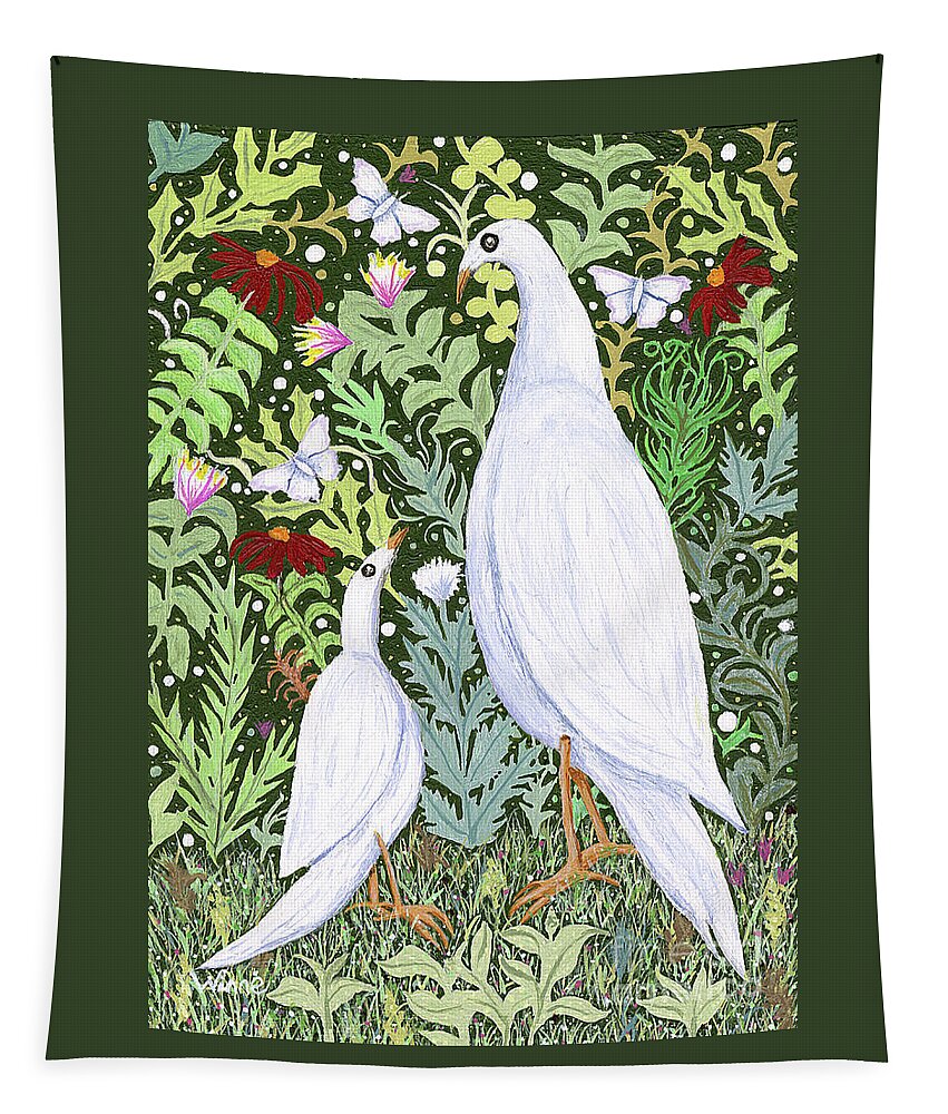 Lise Winne Tapestry featuring the painting Sapientes Pacis Birds by Lise Winne