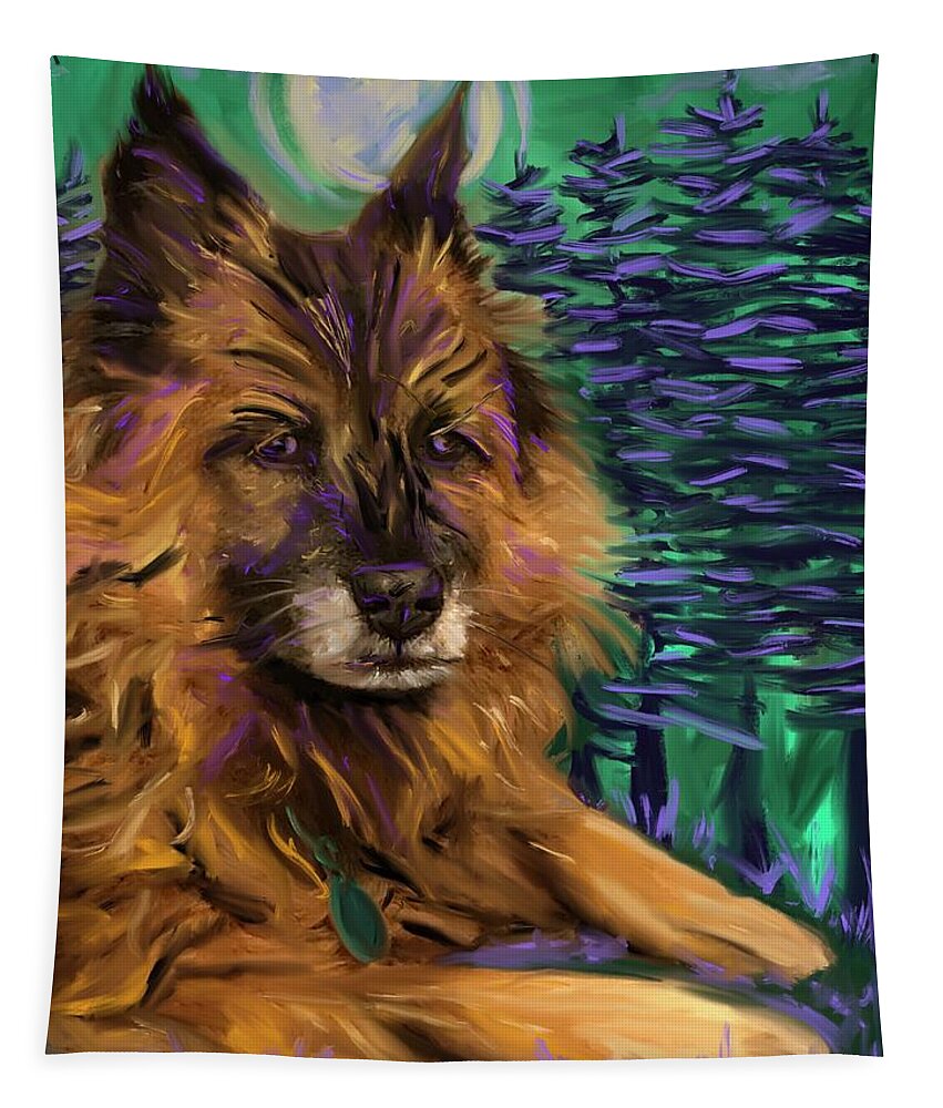 Dog Tapestry featuring the digital art Sasha by Angela Weddle