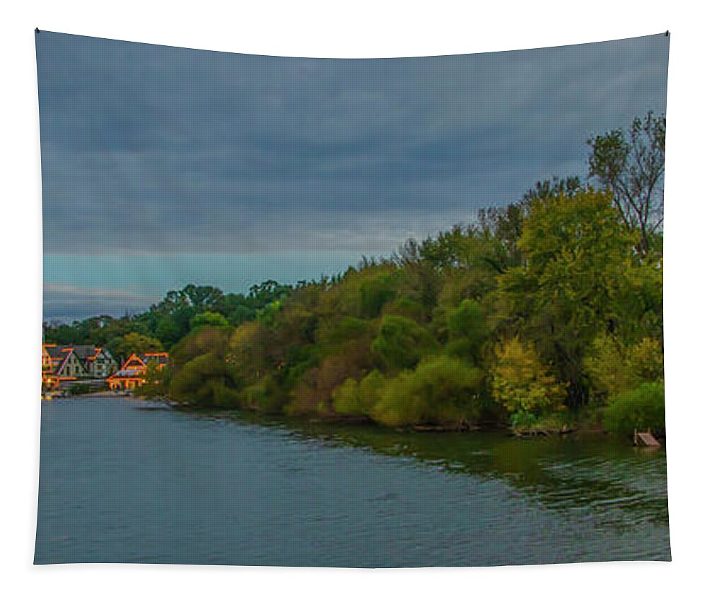 Schuylkill Tapestry featuring the photograph Schuylkill River at Boathouse Row in Autumn by Bill Cannon