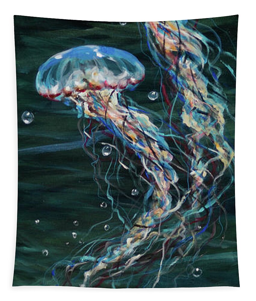 Ocean Tapestry featuring the painting Sea Nettles by Linda Olsen