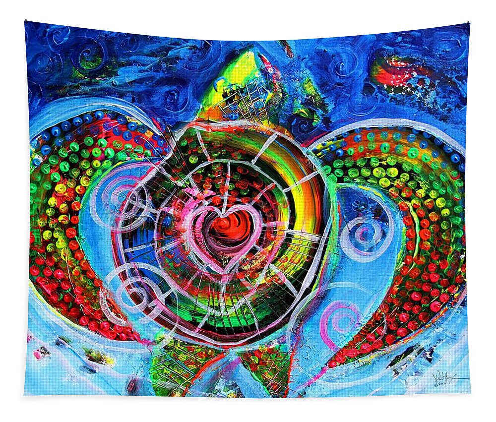 Sea Turtle Tapestry featuring the painting Sea Turtle Conservation, 1 by J Vincent Scarpace