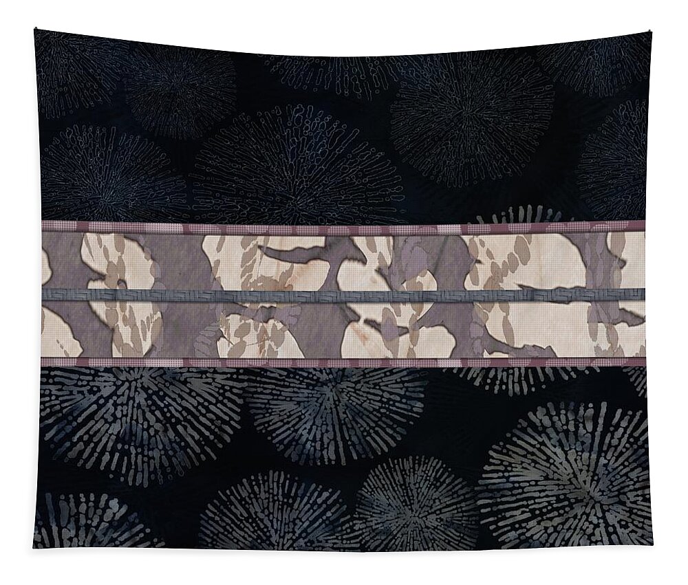 Mismatched Prints Tapestry featuring the digital art Sea Urchin Contrast Obi Print by Sand And Chi
