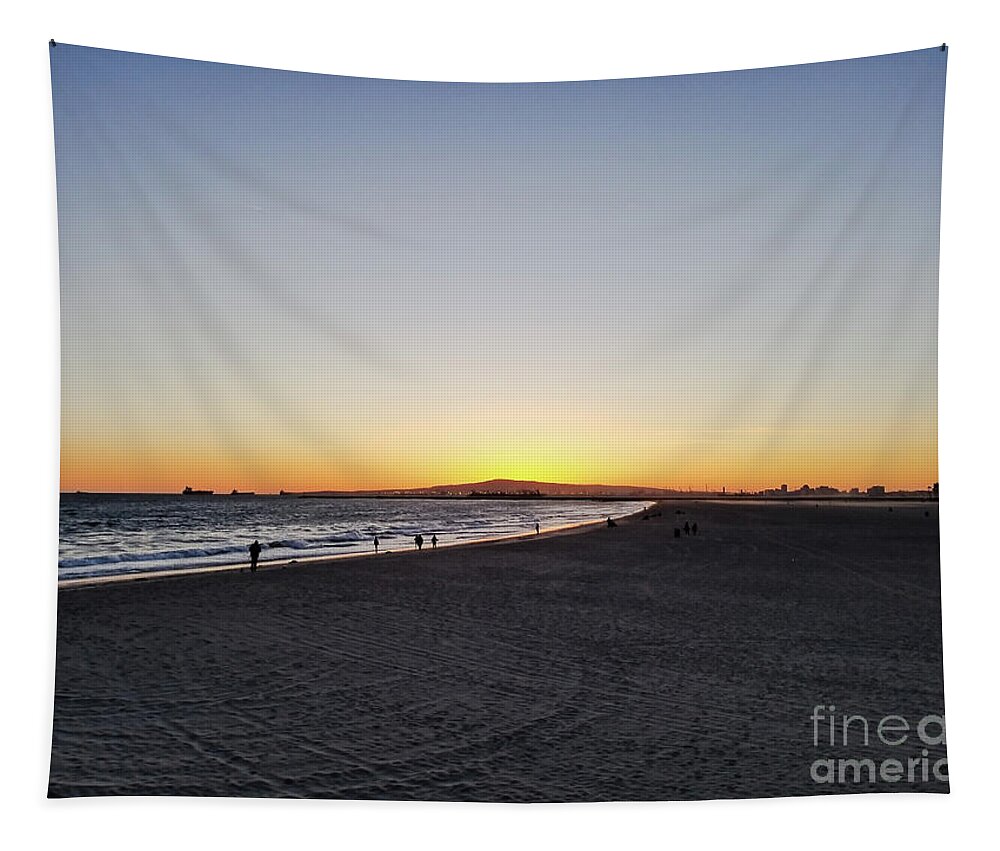 Seal Beach Tapestry featuring the photograph Seal Beach at Sunset by Elizabeth M
