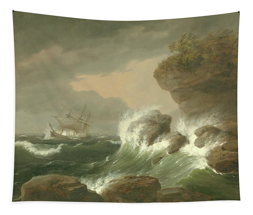 Seascape Tapestry featuring the painting Seascape, 1835 by Thomas Birch