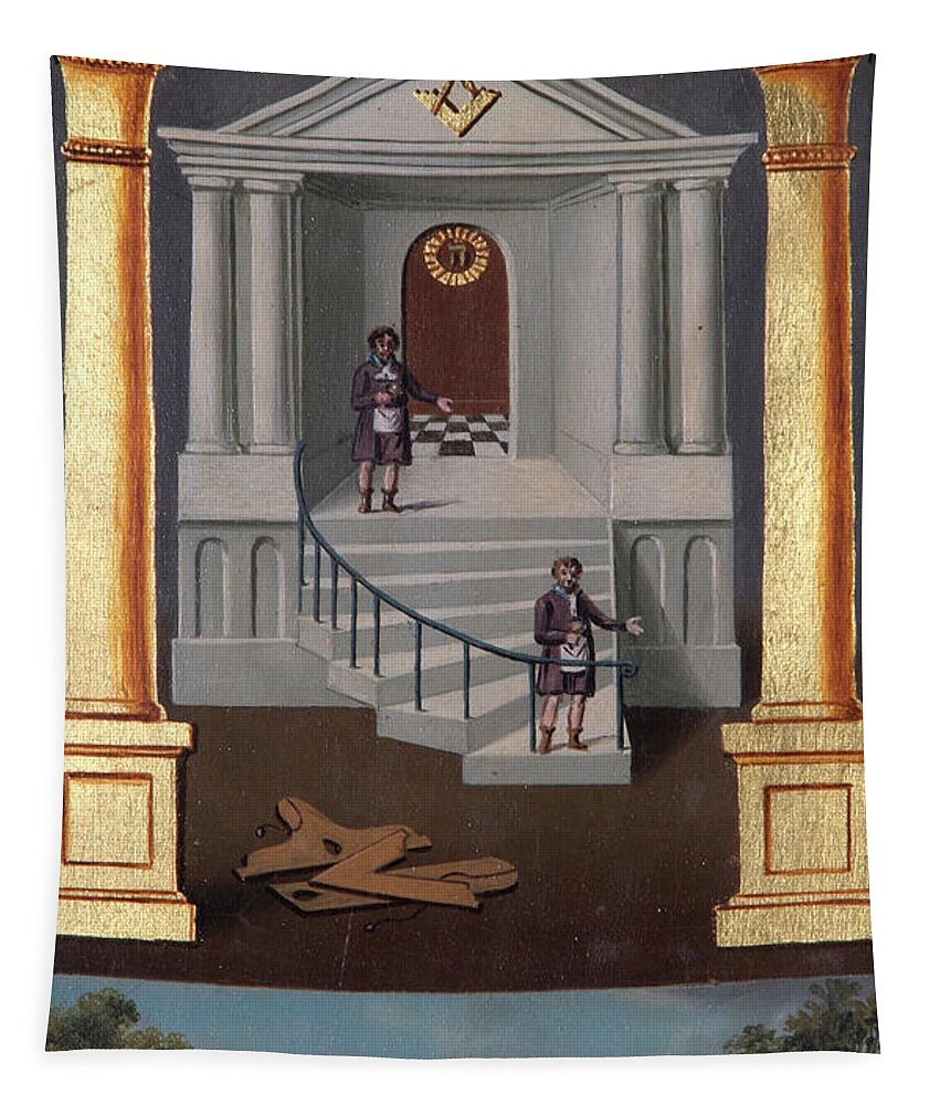 Second Degree Masonic Tracing Board, 1819 Tapestry