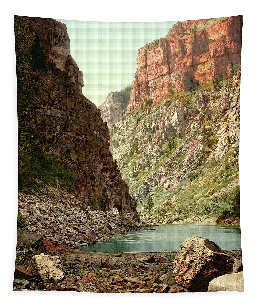  Tapestry featuring the photograph Second Tunnel, Grand River Canyon by Detroit Photographic Company