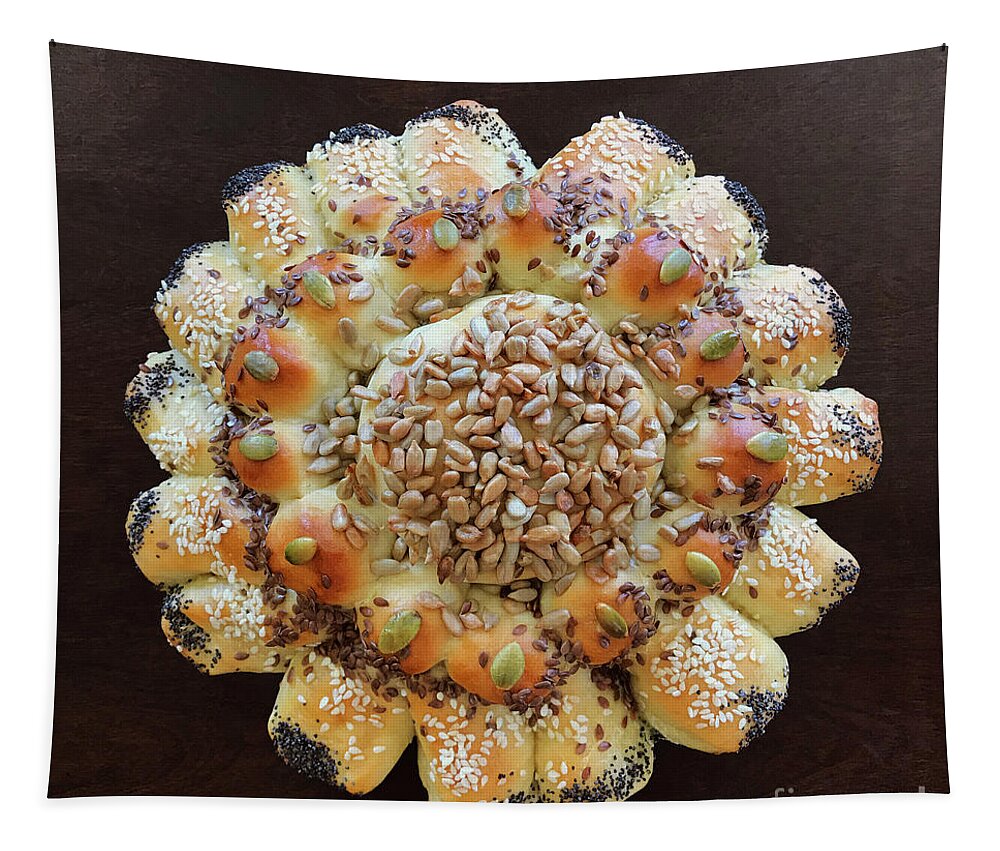Bread Tapestry featuring the photograph Seeded Pull Apart Sourdough Flower 1 by Amy E Fraser