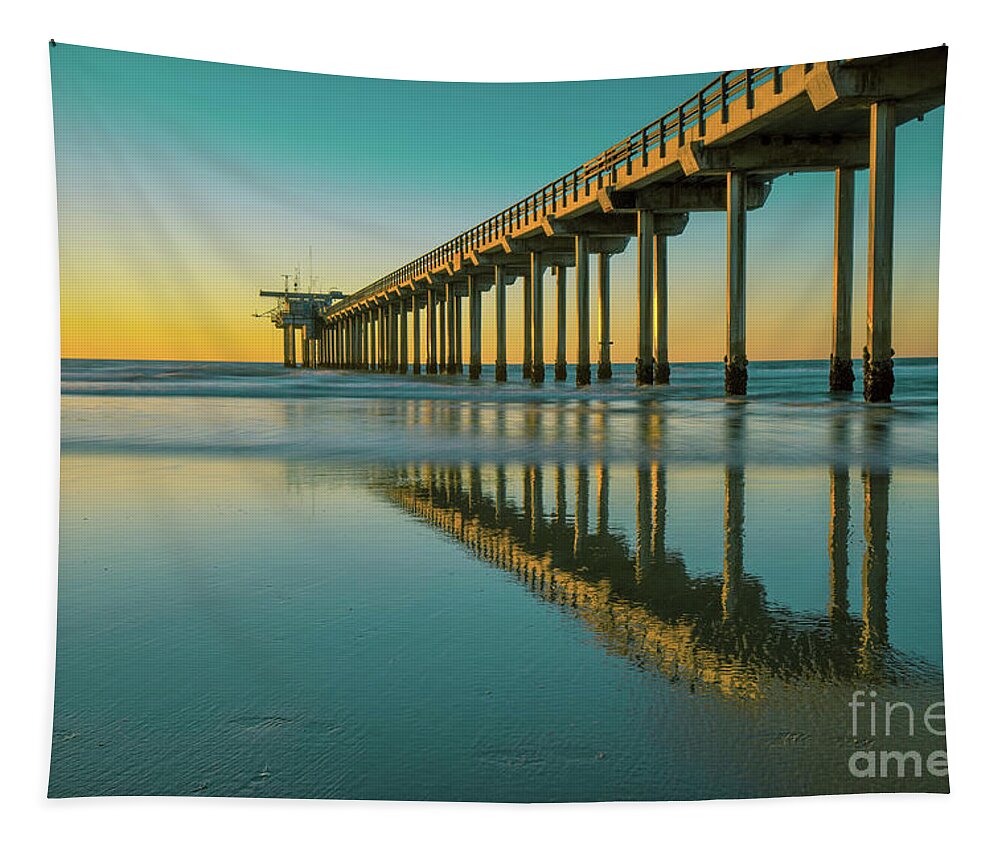 Serenity Tapestry featuring the photograph Serenity Scripps Pier La Jolla San Diego by Edward Fielding