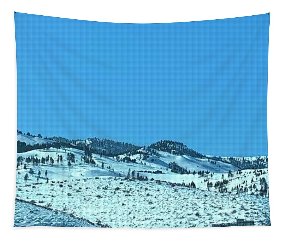 Blue Sky Tapestry featuring the photograph Serria Nevad mountains by Ron Roberts