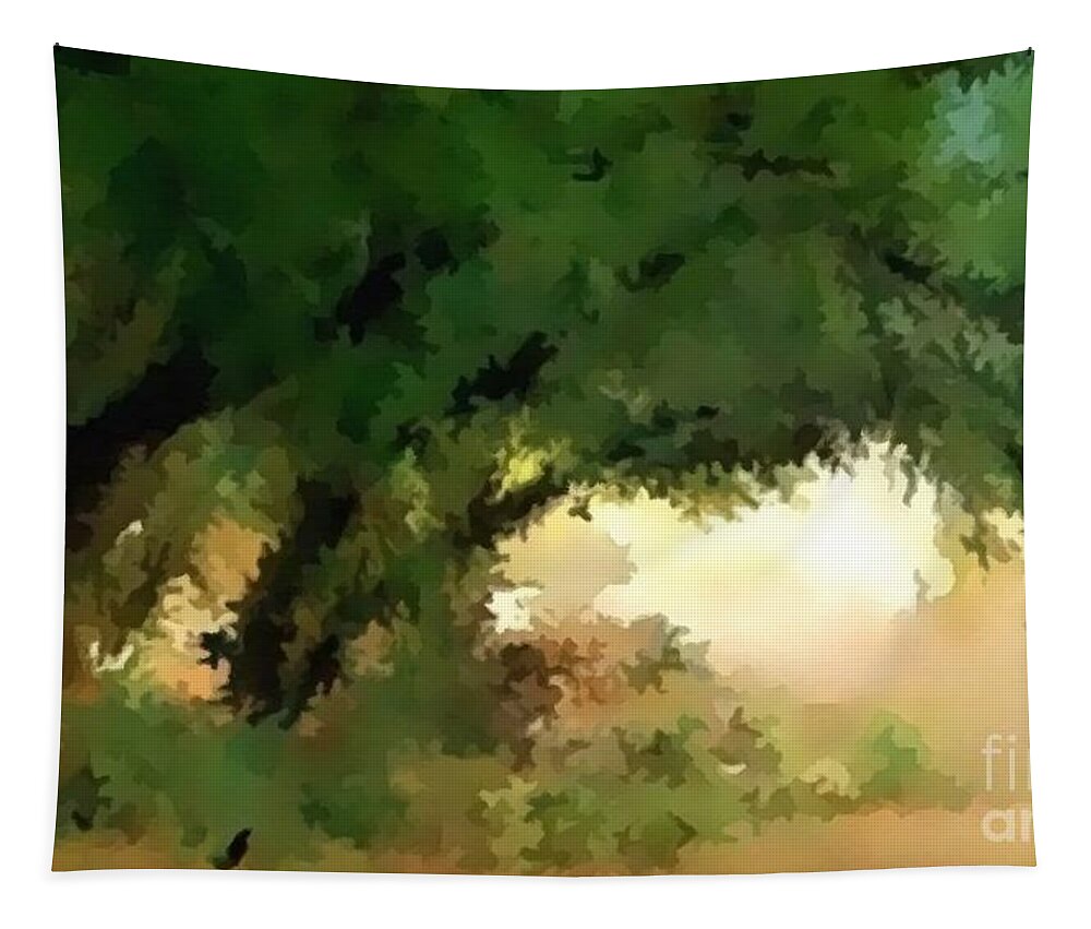 Digital Art Tapestry featuring the digital art Shade Trees Abstract Digital Artwork by Delynn Addams for Home Decor wall art with matching colors. by Delynn Addams