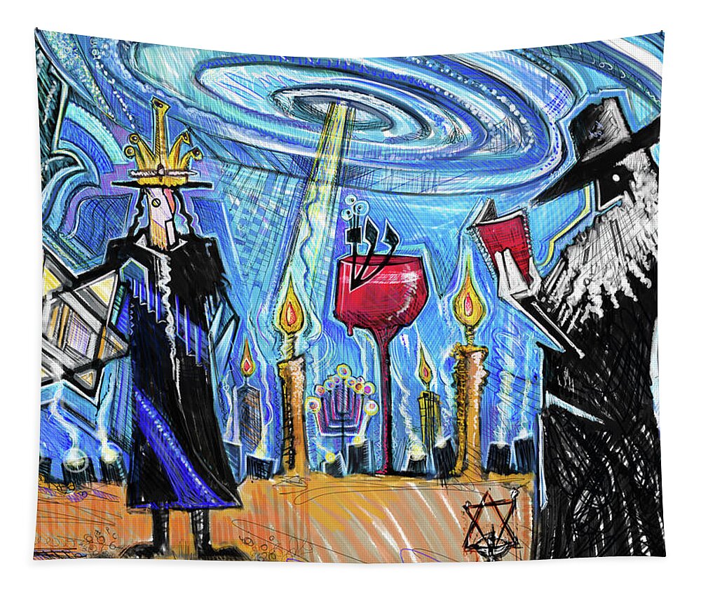 Jewish Tapestry featuring the painting Shamayim 101 by Yom Tov Blumenthal