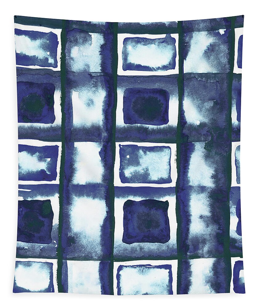 Shibori Tapestry featuring the mixed media Shibori Box Pattern II by Elizabeth Medley