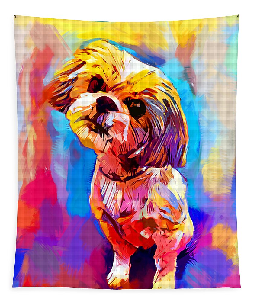 Shih Tzu Tapestry featuring the painting Shih Tzu 4 by Chris Butler