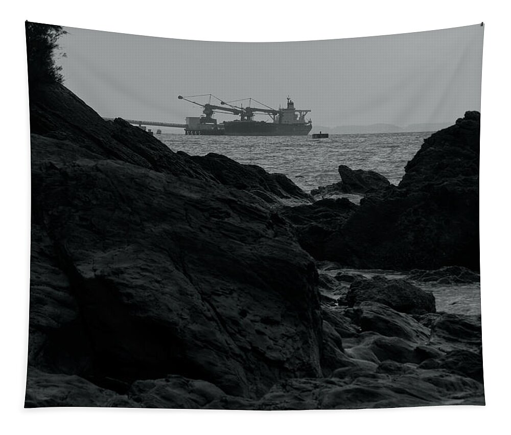 Ship Tapestry featuring the photograph Ship in the water by Eric Hafner