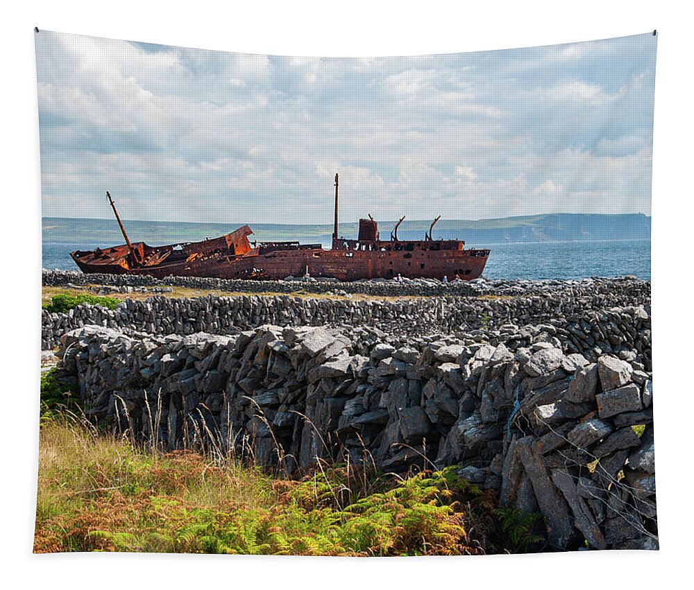 Shipwreck Tapestry featuring the photograph Shipwreck on Inisheer by Rob Hemphill