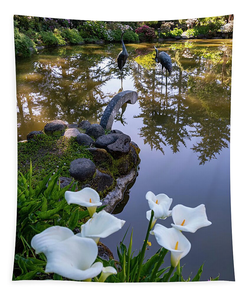 Ponds Tapestry featuring the photograph Shore Acres Reflections by Steven Clark