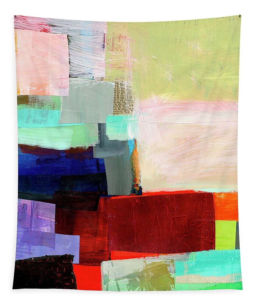 Abstract Art Tapestry featuring the painting Shoreline #12 by Jane Davies